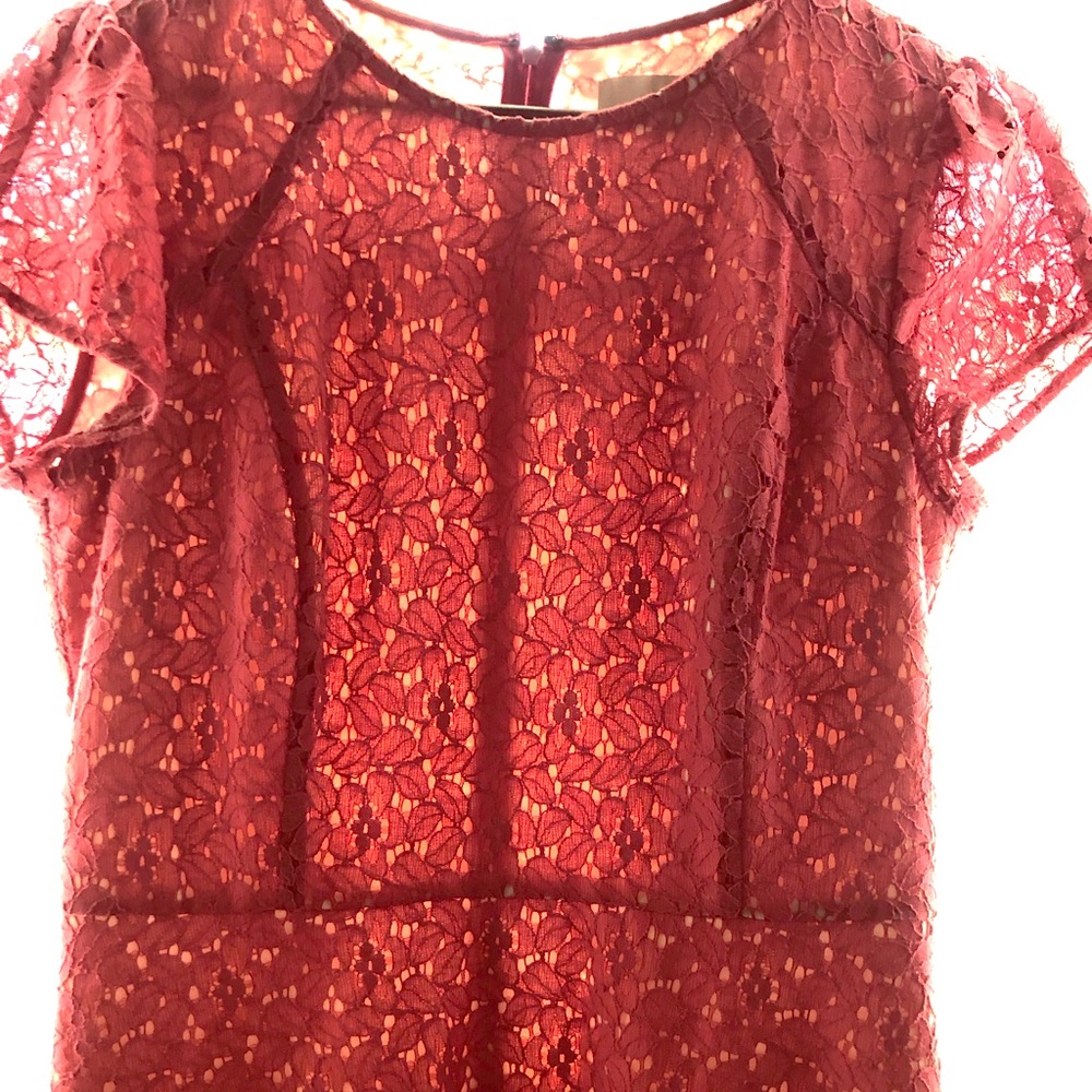 Loft Lace Dress - Dark Coral